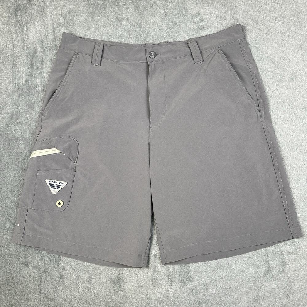 Columbia PFG Shorts Mens 36 Gray Omni-Shield Performance Fishing Cargo 10"